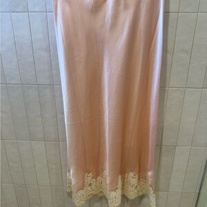 Down ballet Pink silk Skirt with Lace Trim
